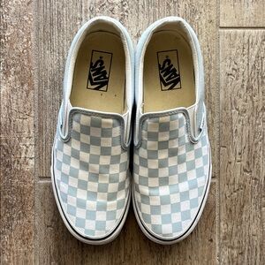 Vans Blue and White Checkered Slip-On Sneakers size 9
